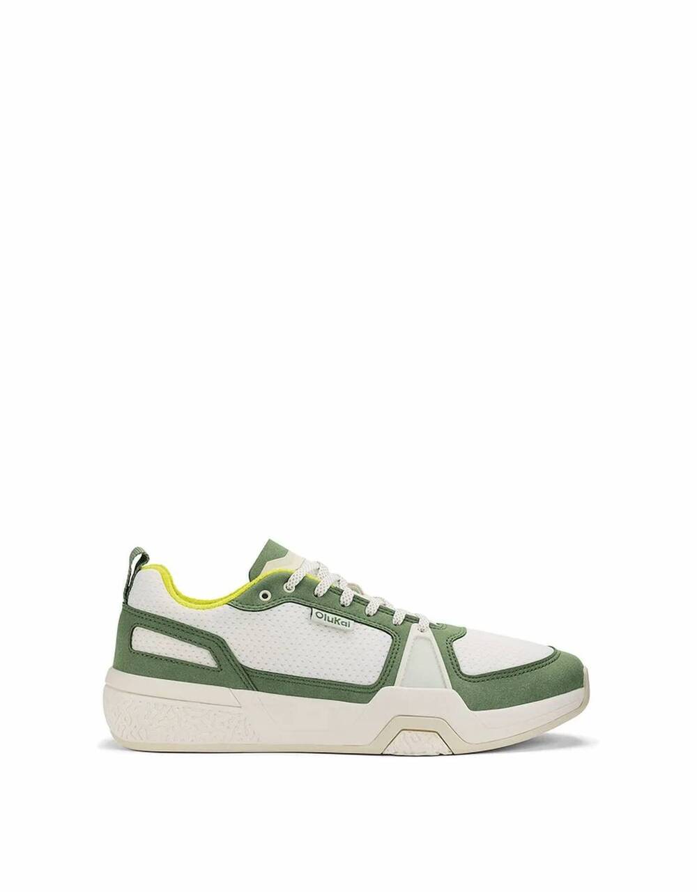 NEW OLUKAI men's anau court sneakers in brightwhite/leaf